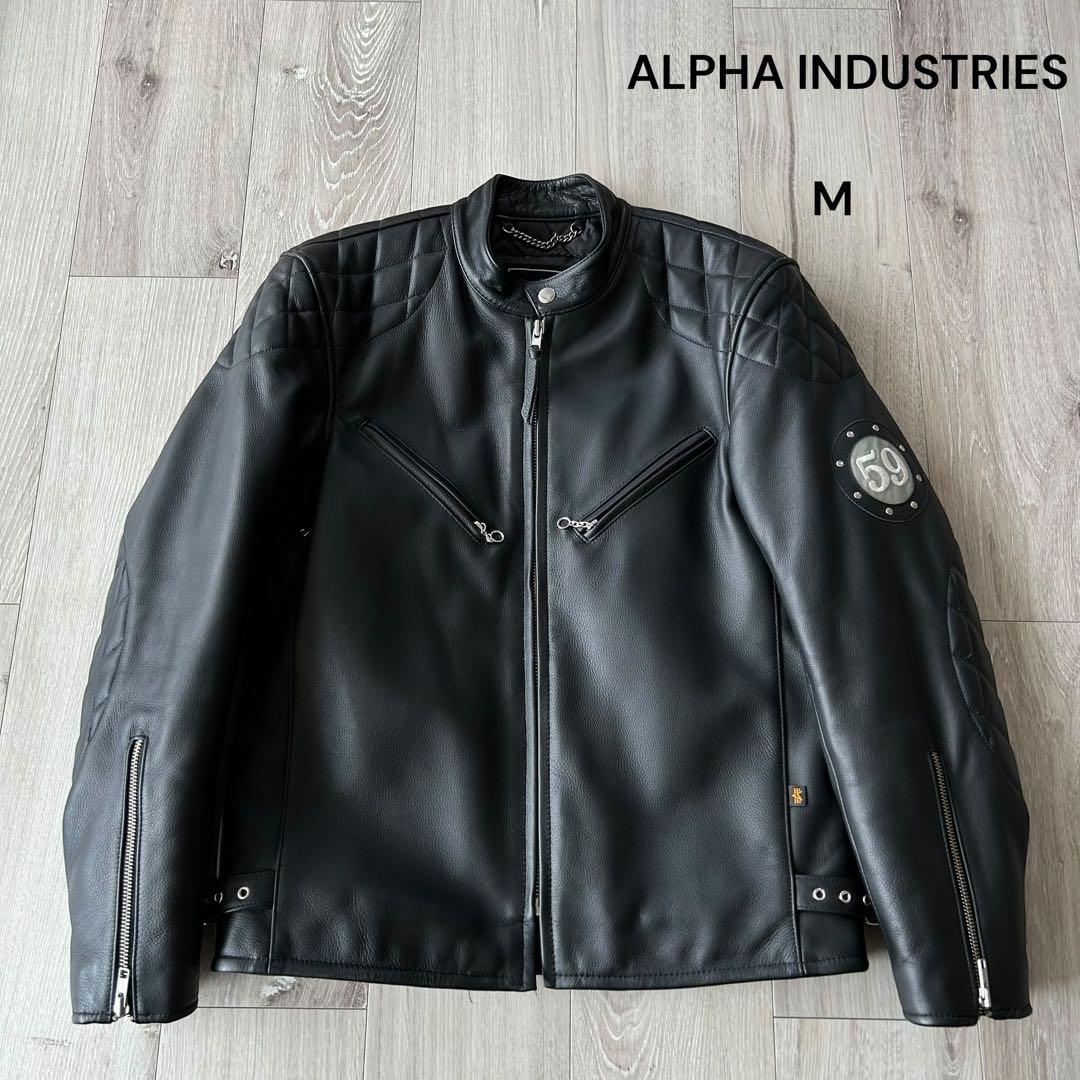 【美品】ALPHA アルファ 59cafe ロッカーズ シングルライダース M黒