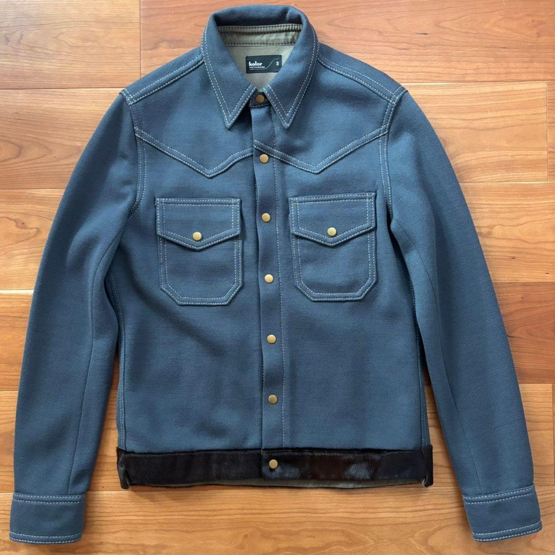 kolor カラー ヘビーウールポンチ ハラココンビブルゾン サイズ2