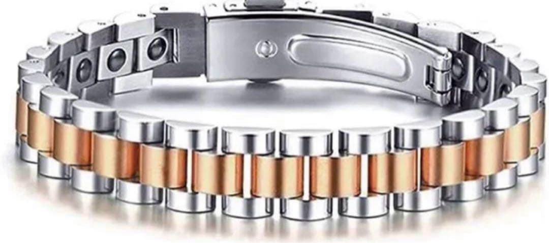 e135 磁気ブレスレット メンズ シルバー チタン シルバー