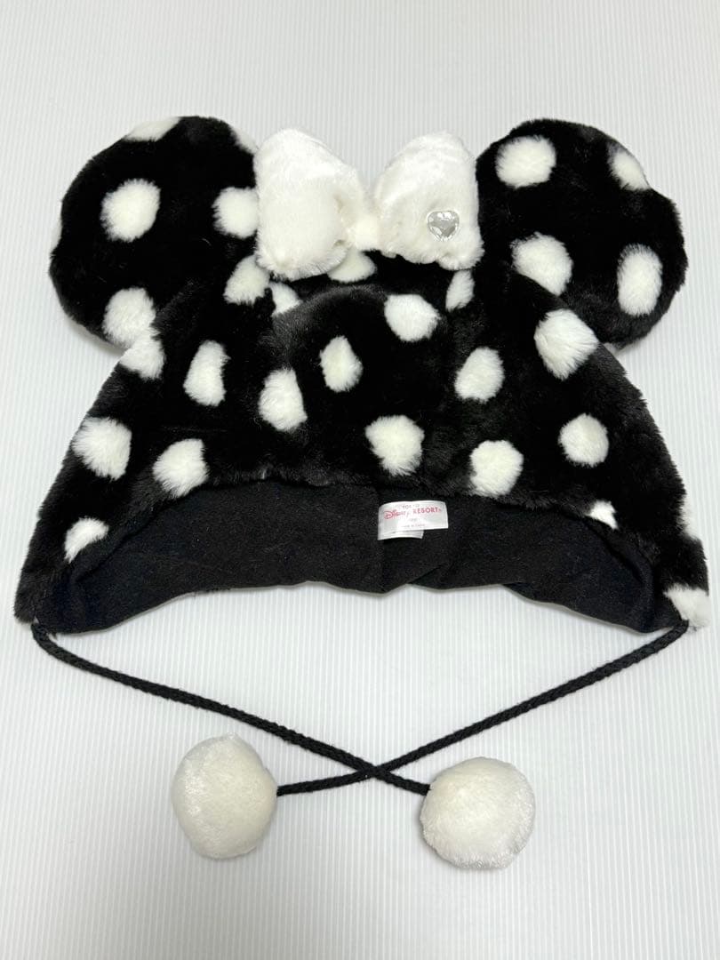 ディズニー　ファンキャップ　ドット　水玉　黒　ブラック　ミニー　美品