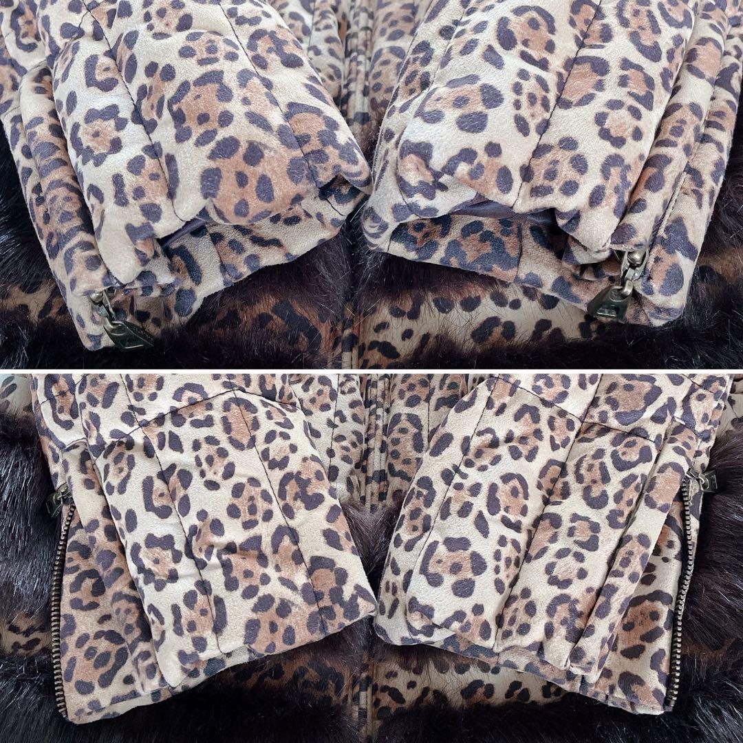 希少✨【伊太利屋】ヒョウ柄 ファー フード付きダウンコート 11 大きな