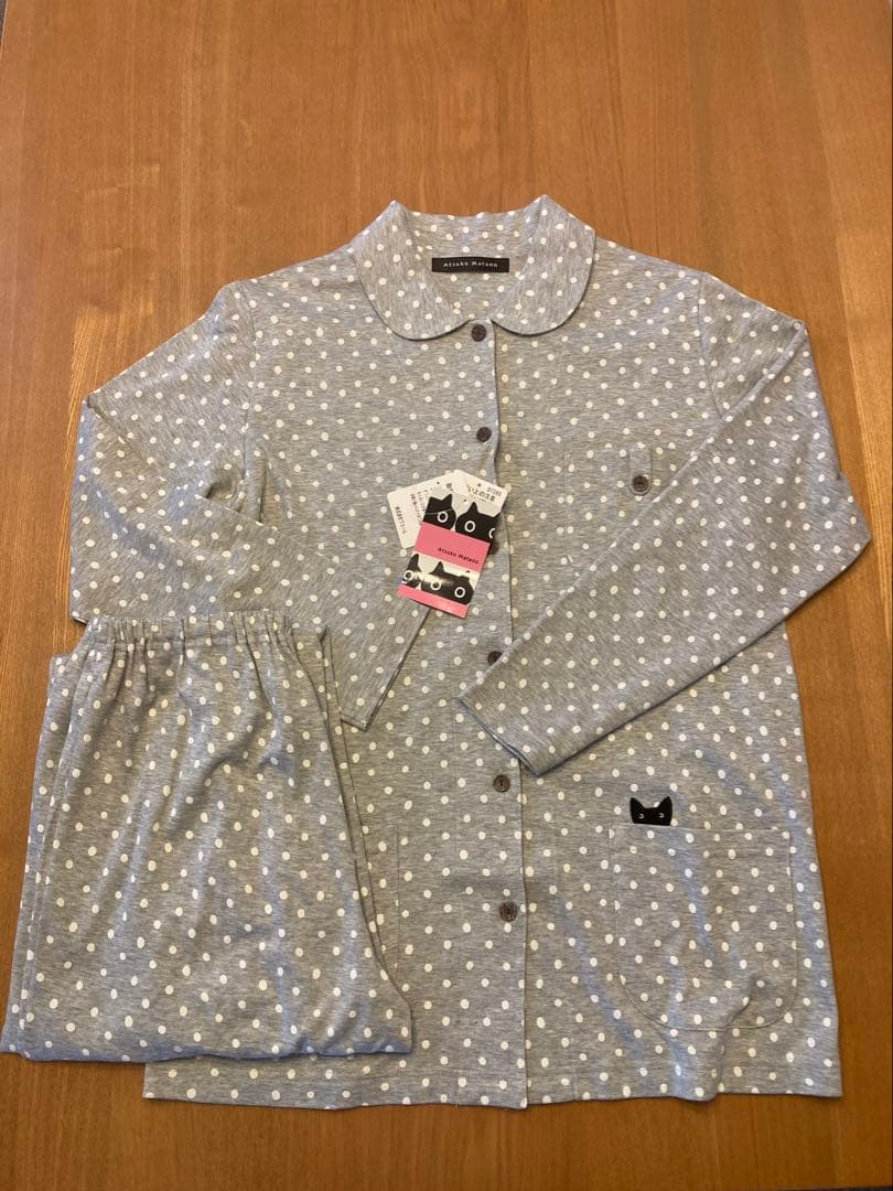 【新品タグ付き】マタノアツコ　パジャマ　グレー水玉　Ｍサイズ