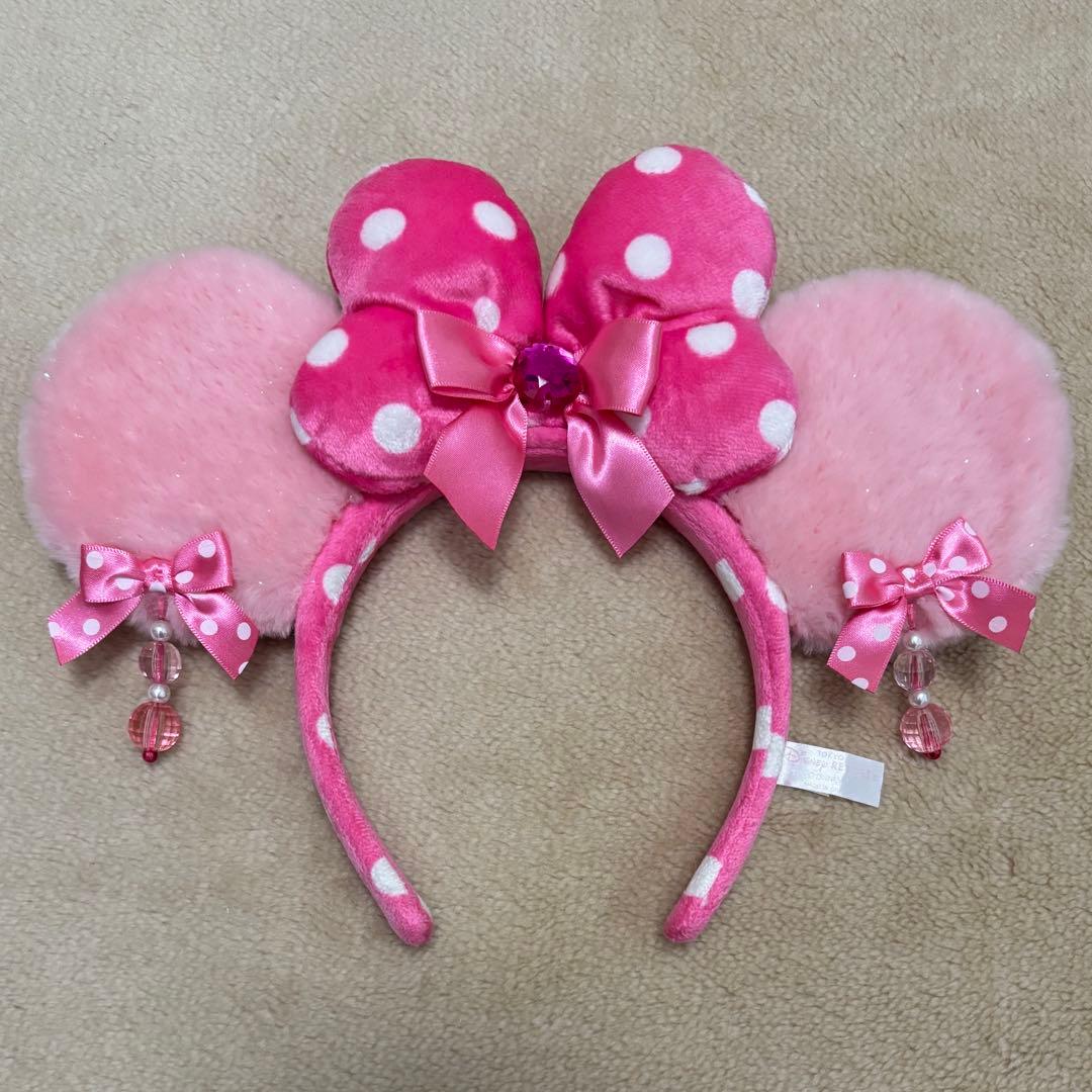ディズニー カチューシャ ミニー 水玉 イヤリング ピンク ラメ ふわふわ