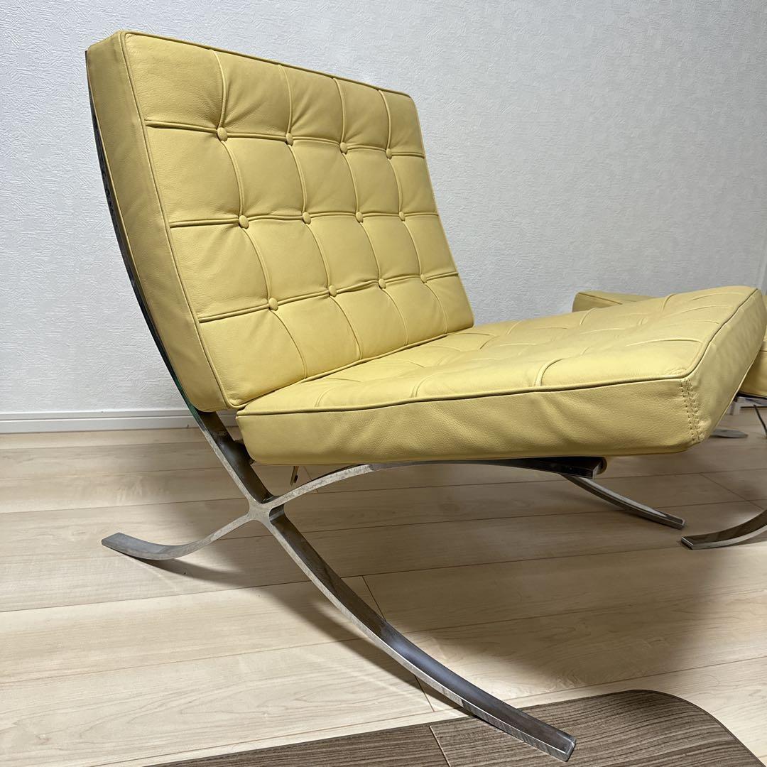 バルセロナチェア 本革 クロームフレームオットマンセット - メルカリ