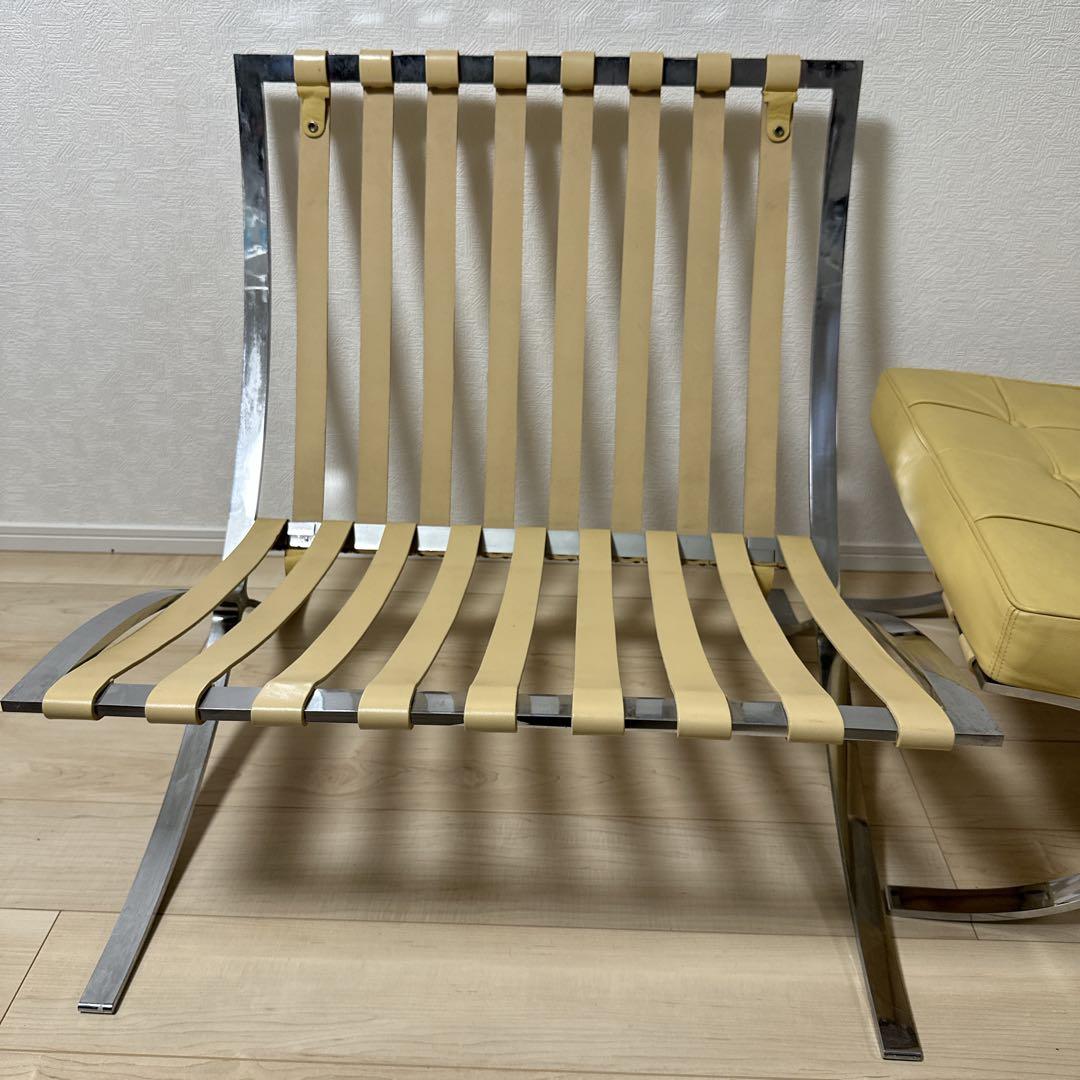 バルセロナチェア 本革 クロームフレームオットマンセット - メルカリ