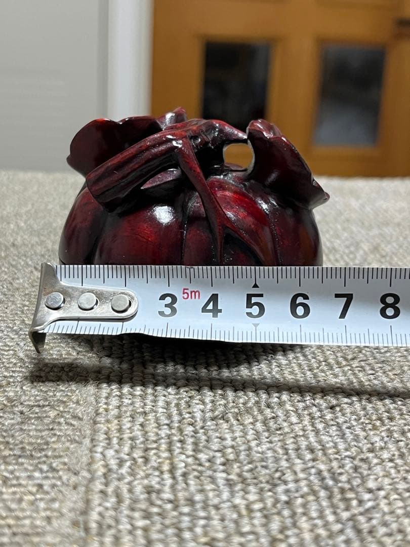 茶道具 中国 唐木 南瓜形蓋物 香合 カボチャ 古道具 骨董 一刀彫