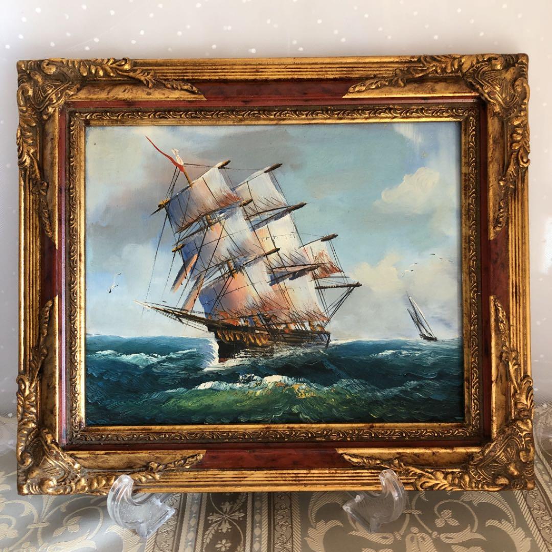 最終お値下げ中！油絵 絵画 「帆船」 - メルカリ