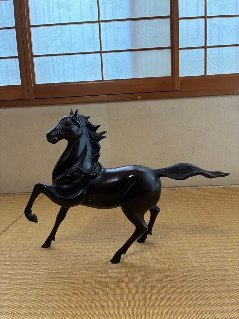 鉄製の馬 1960年代の日本製鉄製馬の置物 ヴィンテージ ギャロッピングレース像