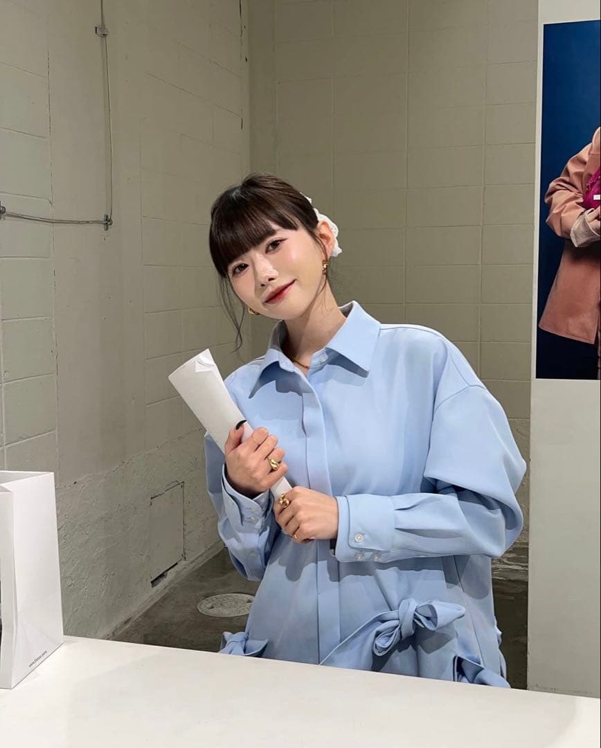 THETOE Kordela Twist Shirt リボン シャツ ブルー - メルカリ