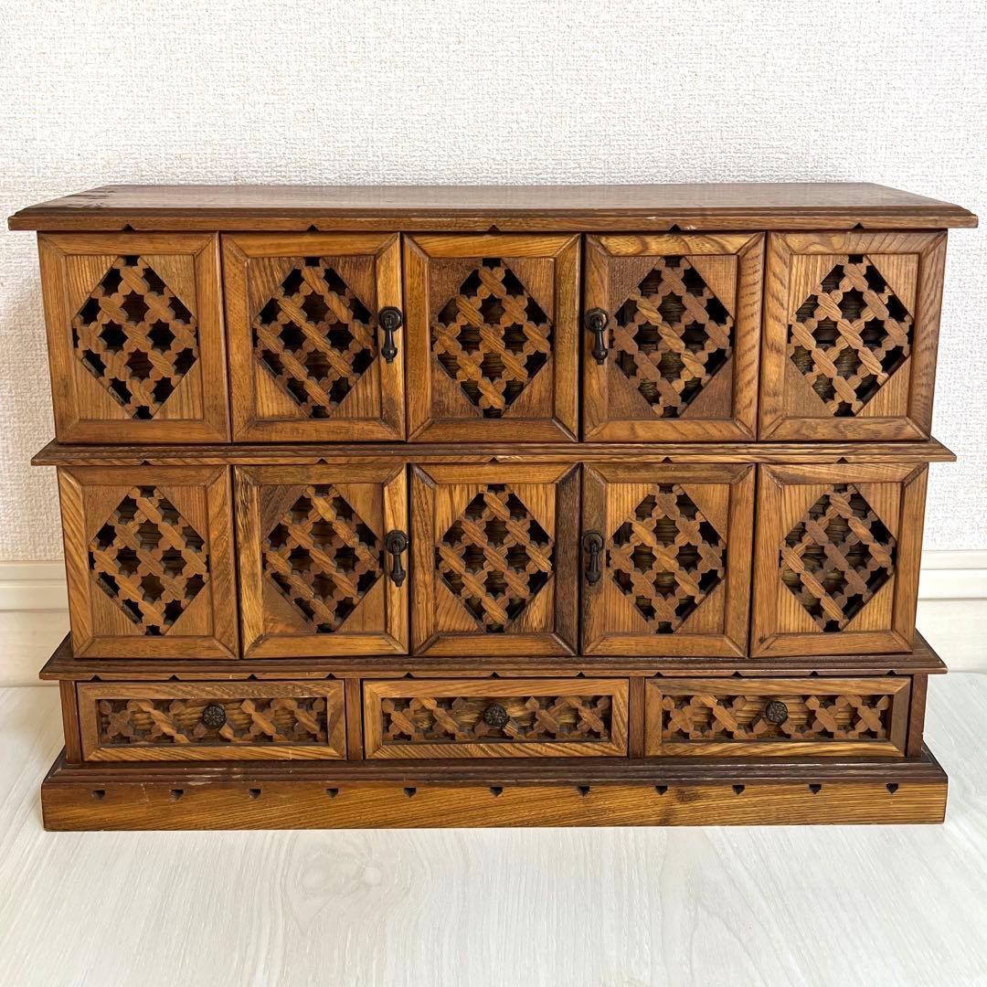 【即購入OK】木製 引き出し 透かし彫り アンティーク