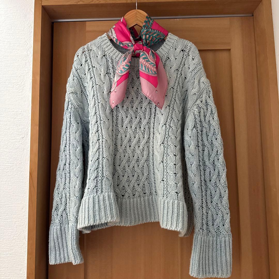 PRISTINE プリスティン ウール混ケーブルプルオーバー ニット 草木染め