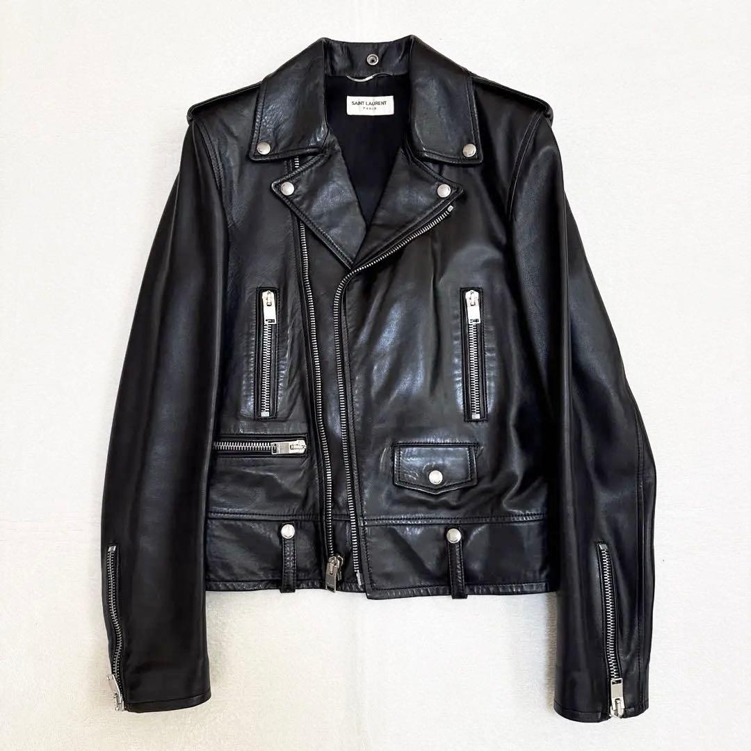 サンローラン 2013SS L01 44 ラムレザーダブルライダースジャケット