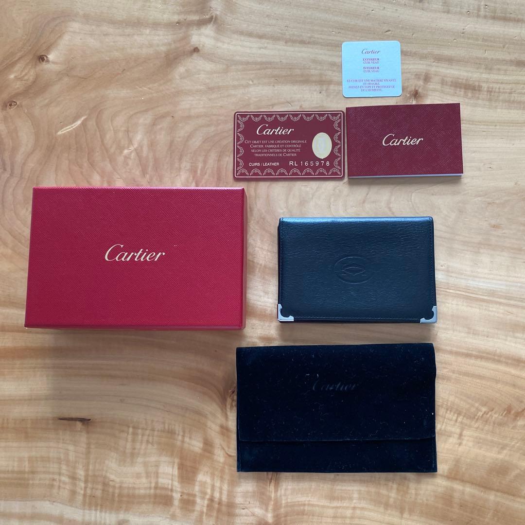 Cartier 名刺入れ 黒 レザー　カボション　cabochon