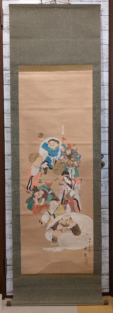 西　晴雲　七福神の掛け軸 楽天市場】【送料無料】掛け軸 七福神 尺五サイズ（54.5×190センチ