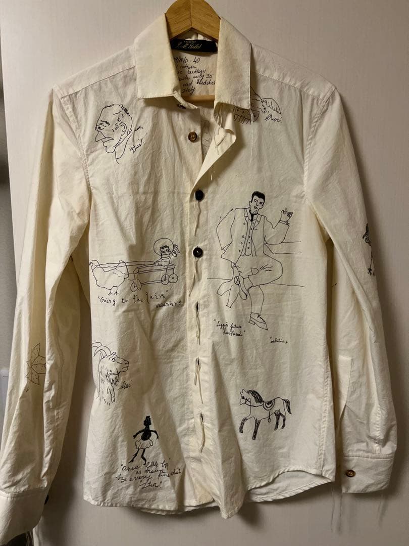 Archivio J.M. Ribot 漫画シャツ ARCHIVIO J.M.Ribot スケッチコットンシャツ | HUES 福岡セレクトショップ