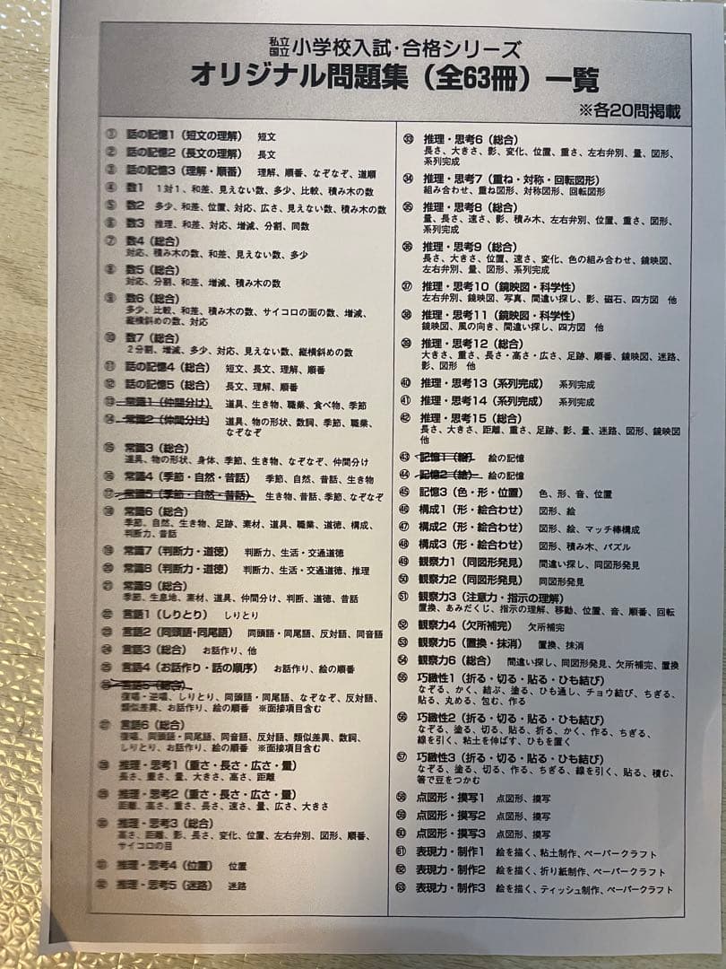 伸芽会　オリジナル問題集 全57冊