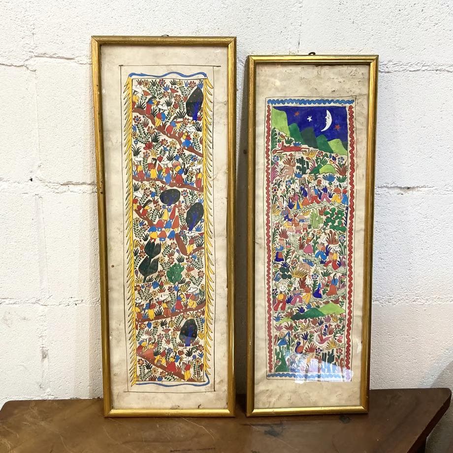 絵画 70s Mexican pair art