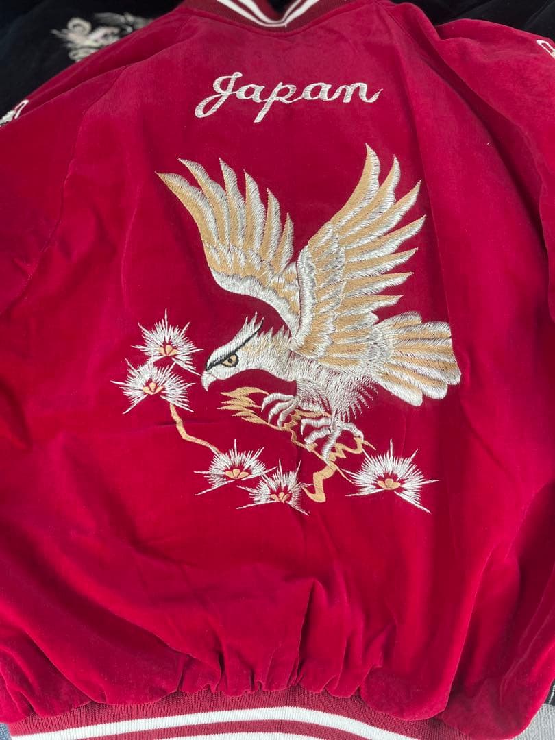 90s ヴィンテージ 別珍 スーベニアジャケット ベロア スカジャン赤