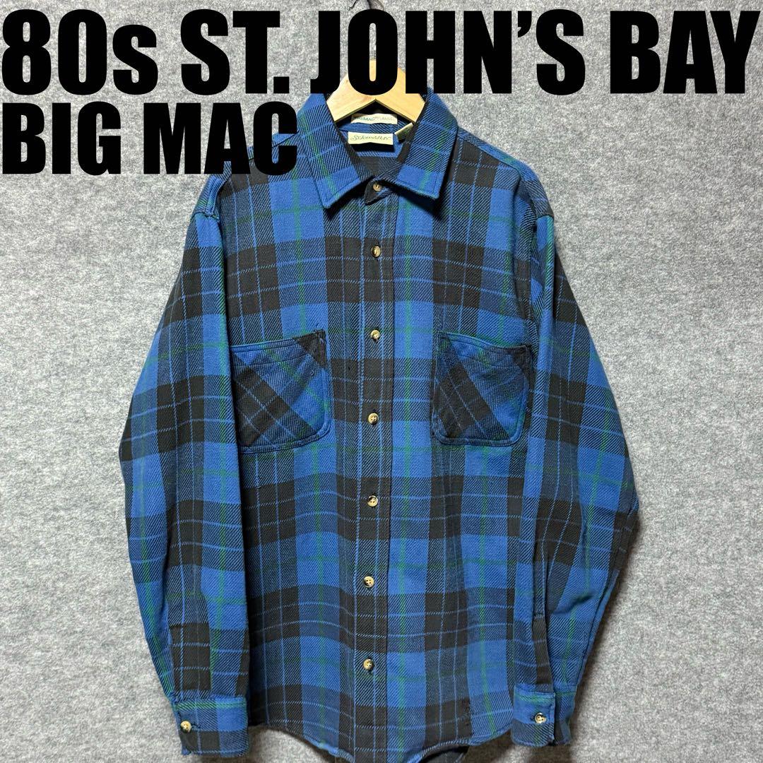 80s ST. JOHN'S BAY × BIG MAC 黒青 ネルシャツ M - メルカリ