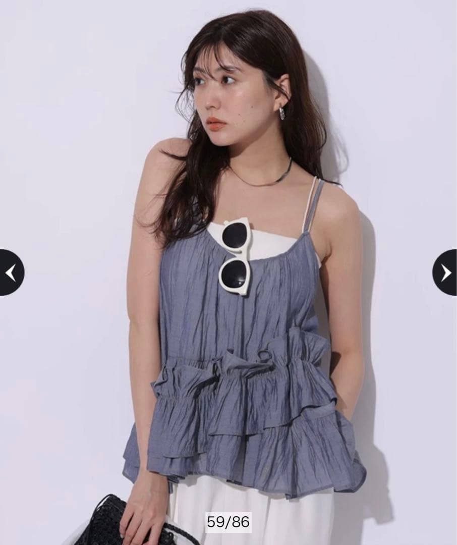 ns様 マイストラーダ フリルティアードキャミ メッシュショートトップス