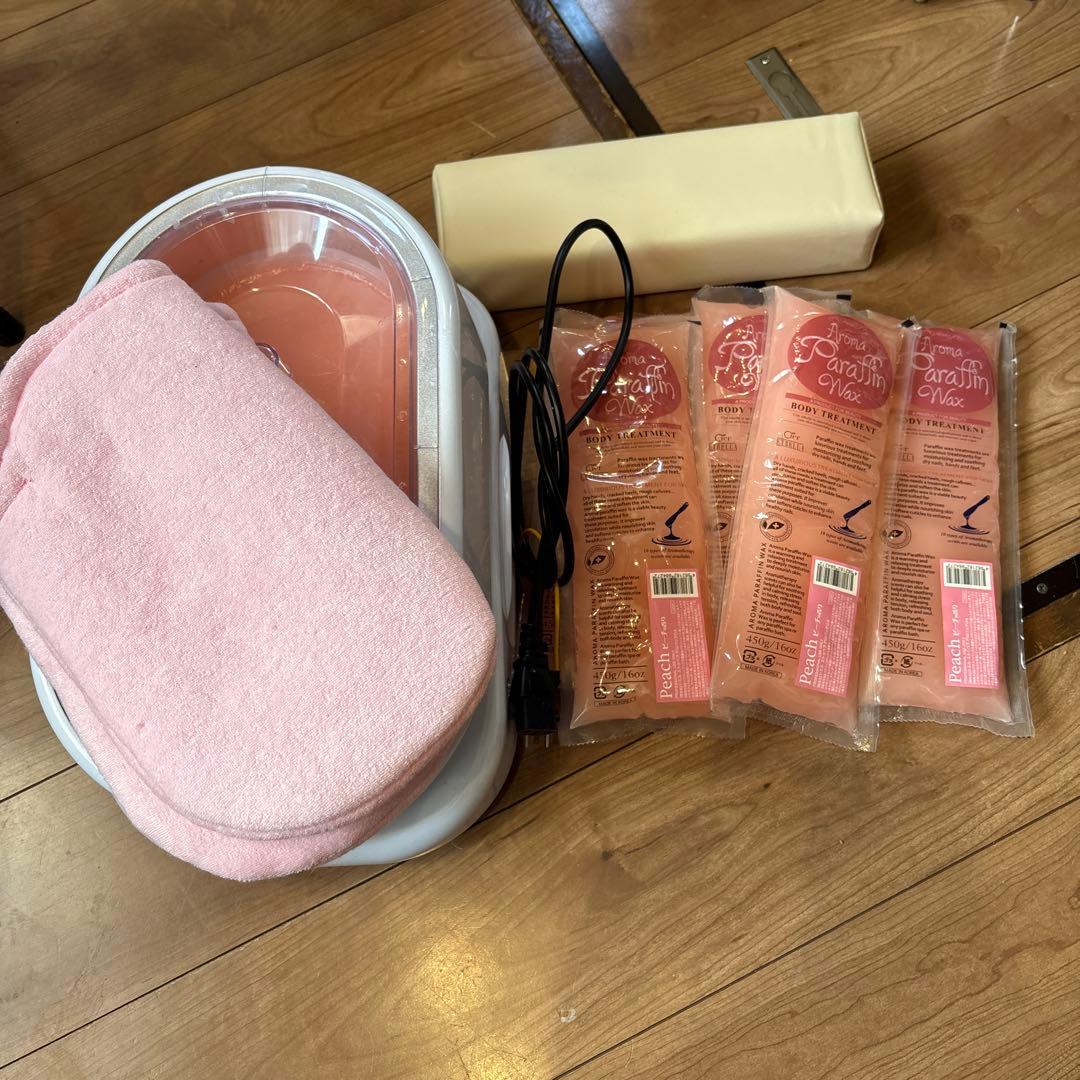 今日限定値下げ！ハンドケアパラフィンワックスピーチ、ミトン付き