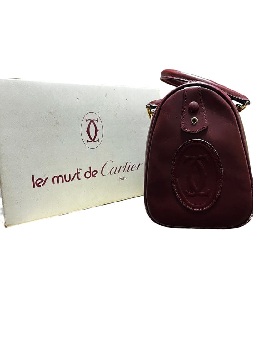 CARTIER カルティエ マストライン ボストンバッグ バーガンディ 2C