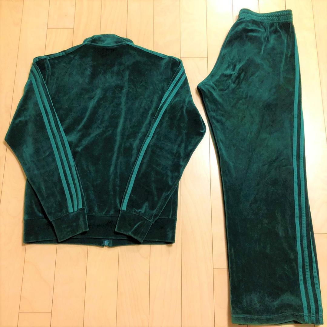 アディダスadidasベロアジャージ上下セットGREENメンズ送料込み万国旗