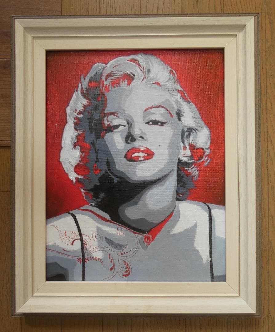 油絵アンディ・ウォーホル【Marilyn Monroe】手描き 額付き F6