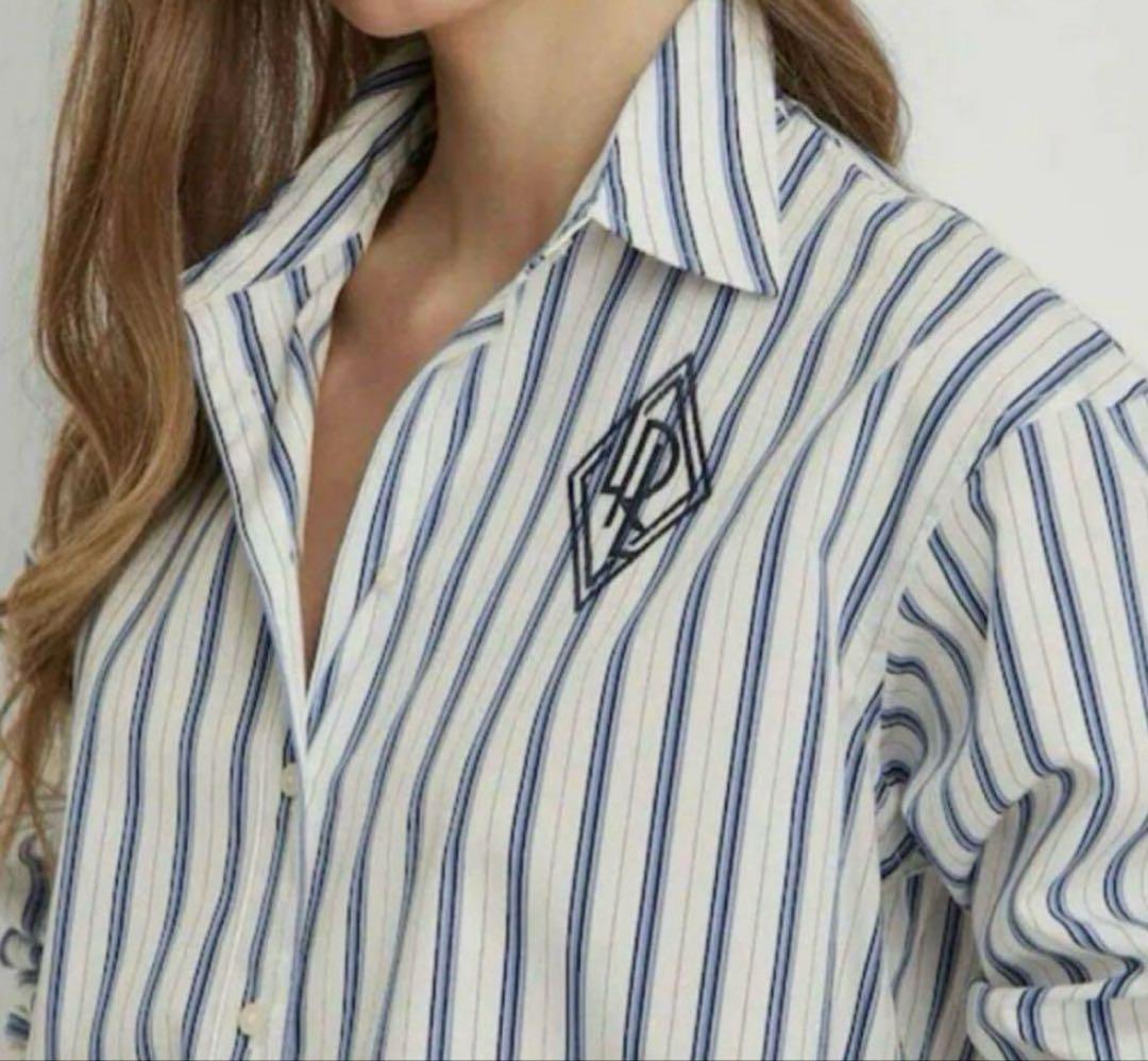 LAUREN RALPH LAUREN ストライプシャツ　刺繍　XS