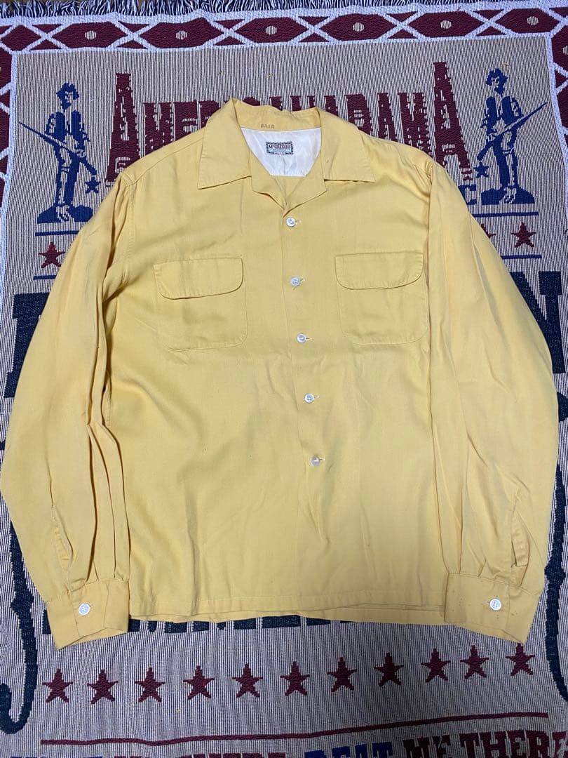 50s レーヨンシャツ　マスタードイエロー