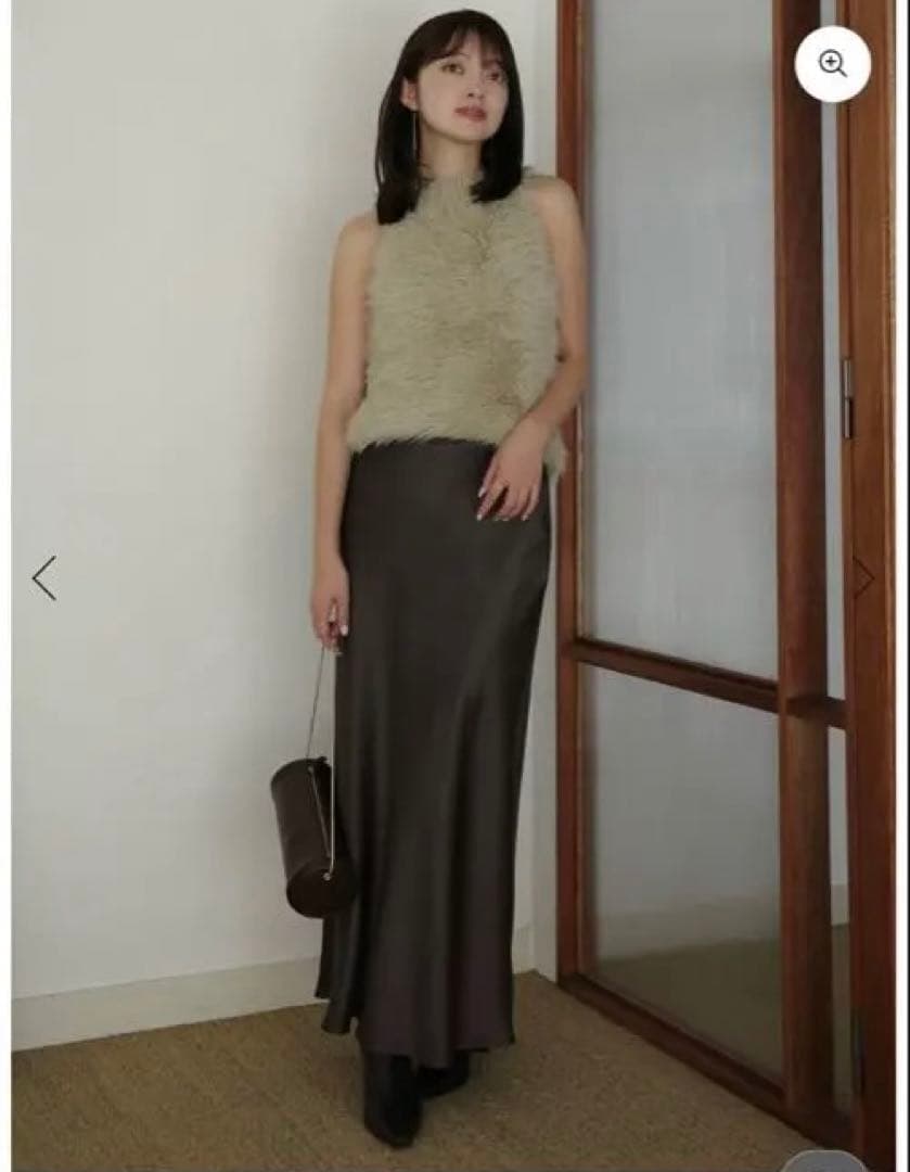 anuans サテンナロースカート 25aw ブラウン系