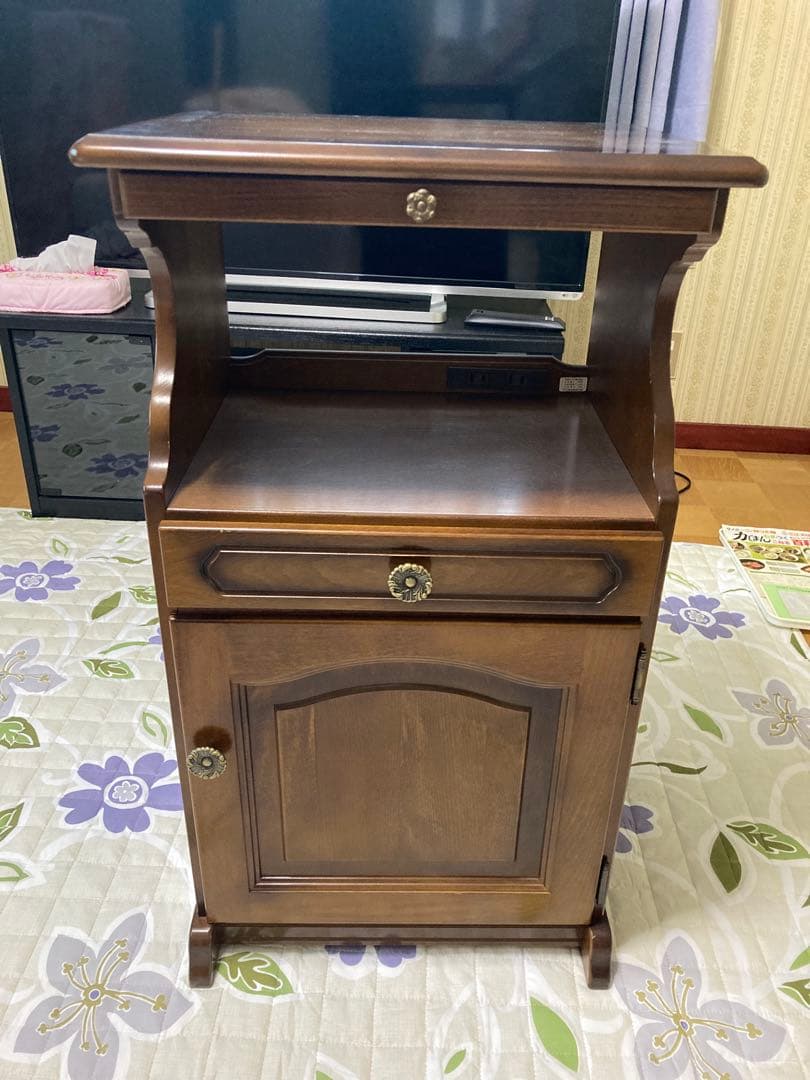 【良品】カリモク社製高級電話台 引き出し付き カリモク家具（KARIMOKU FURNITURE） カリモク マルチチェスト 木製