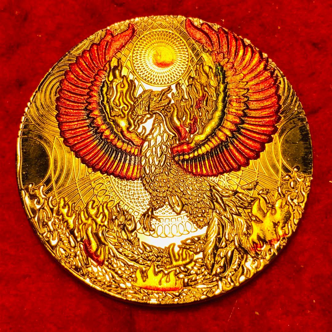 Z912 中国 八卦 鳳凰 神獸 記念金貨 大型金貨 カプセル付き