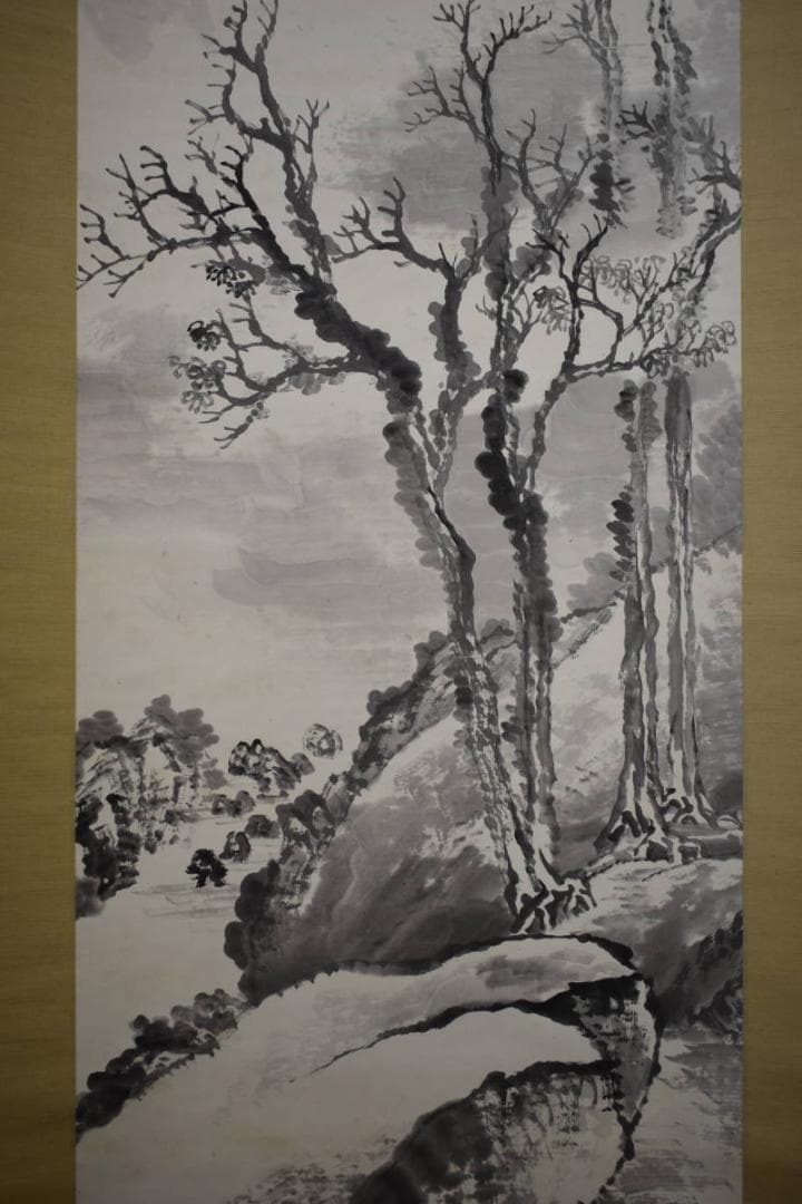 真作/松山/深渓群鳥図/桐共箱付/布袋屋掛軸HI-143 - メルカリ