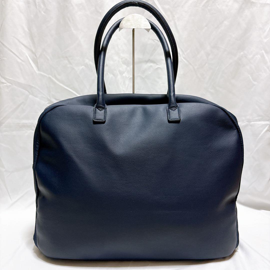 【美品✨】AWW サボテン ヴィーガン レザー ネイビー ボストンバッグ 大容量