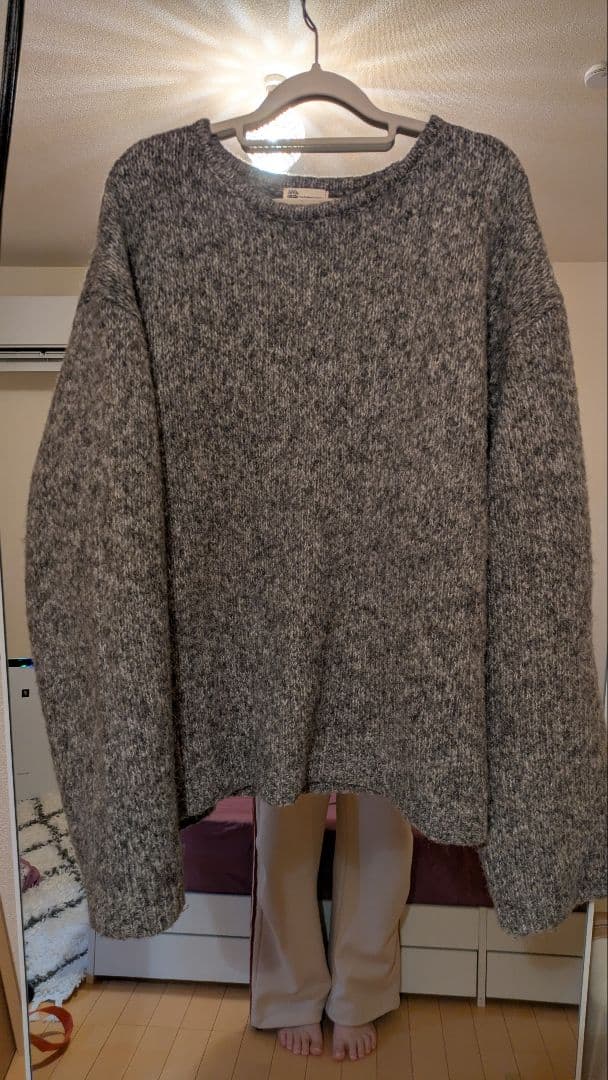 グレー系 クルーネック 長袖ニット