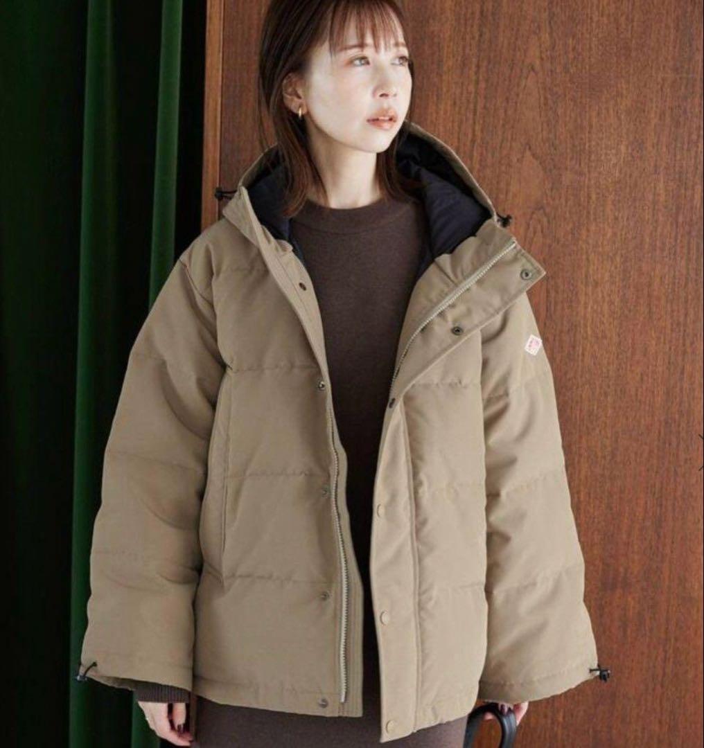 DANTON オーバーサイズ フーデッド ダウンジャケット　ベージュ　XS