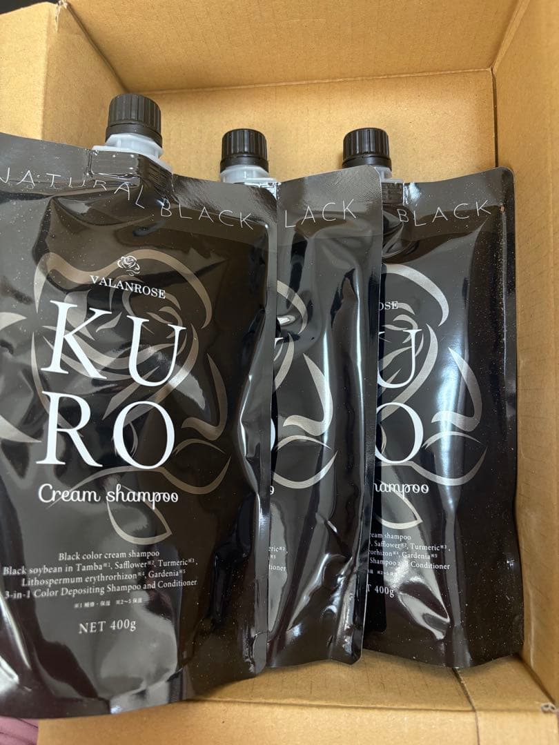 KURO Cream shampoo 400g 3本セット ナチュラルブラック KUROクリームシャンプー 白髪用ナチュラルブラック｜Yahoo!フリマ（旧