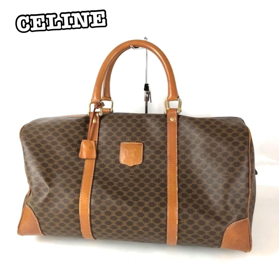 セリーヌ マカダム柄 ボストンバッグ レザー ブラウン レディース bag