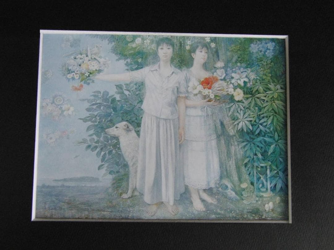 山本文彦、【花信】、希少な額装用画集より、新品額装付