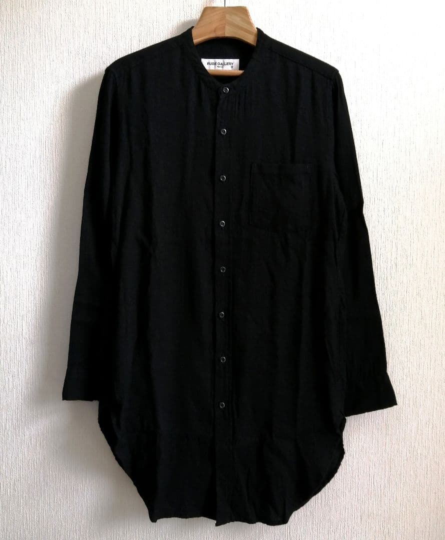 RUDE GALLERY バンドカラーロングシャツ リネン 刺繍 ブラック - メルカリ