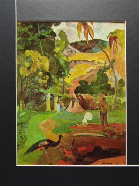 ゴーギャン、【マタモエ：孔雀のいる風景】、希少な画集画、新品高級額 額装付