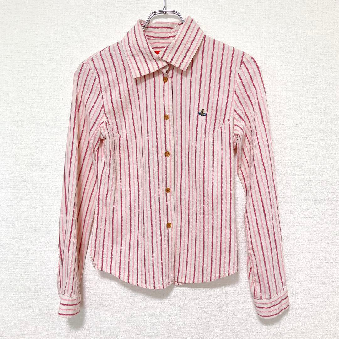ヴィヴィアンウエストウッドレッドレーベル ストライプシャツ 変形襟