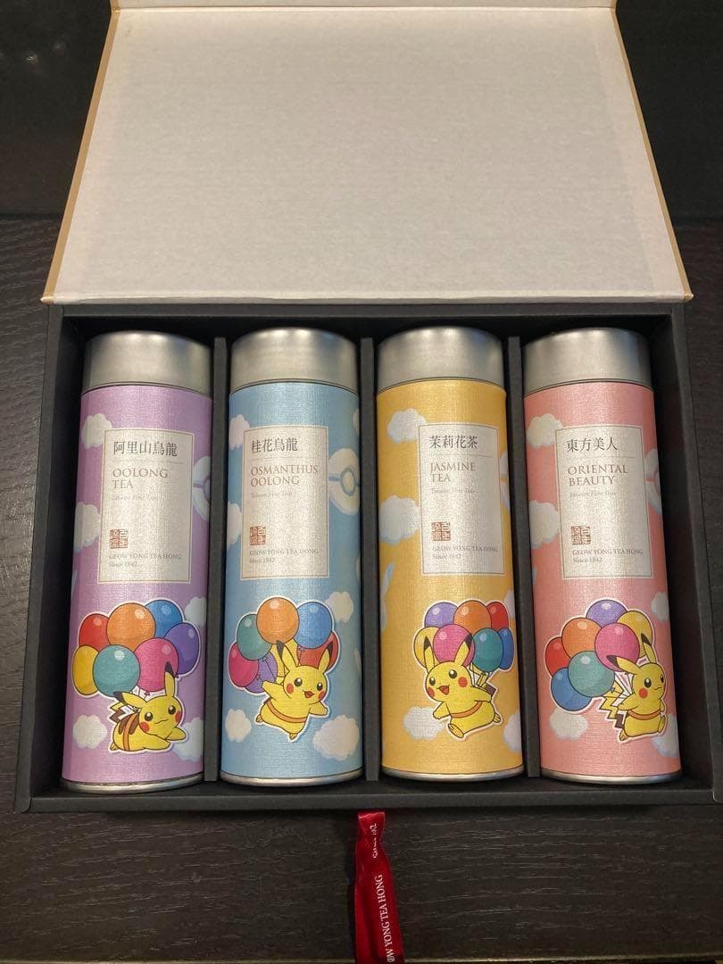 【台湾限定】　ポケットモンスター　空とぶピカチュウ缶入り 台湾茶４種類セット