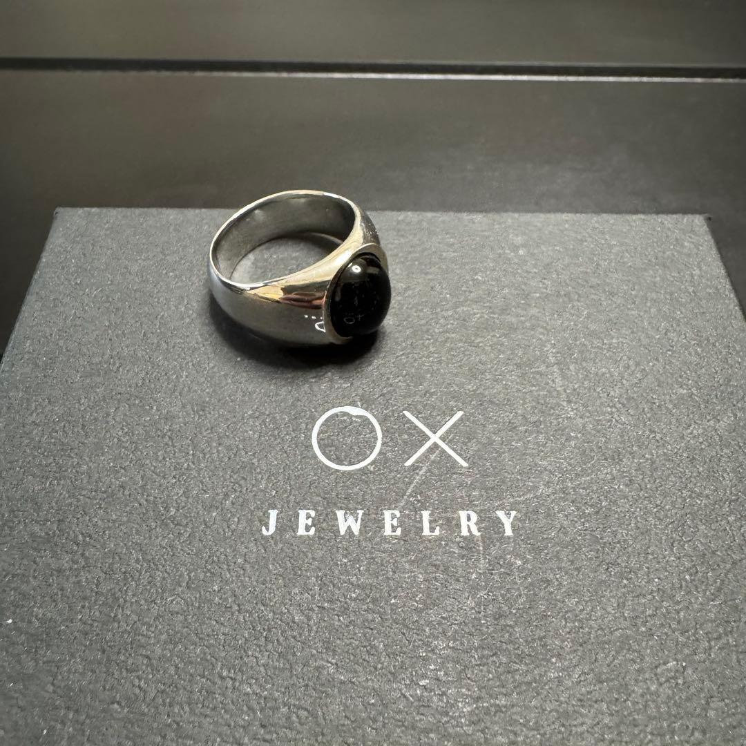 OX JEWELRY Silver Big Onyx Ring 19号 - メルカリ