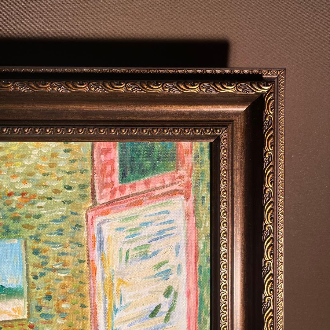 ☆秀作☆手描き油絵 ゴッホ レストラン内部 額付 肉筆絵画 インテリア