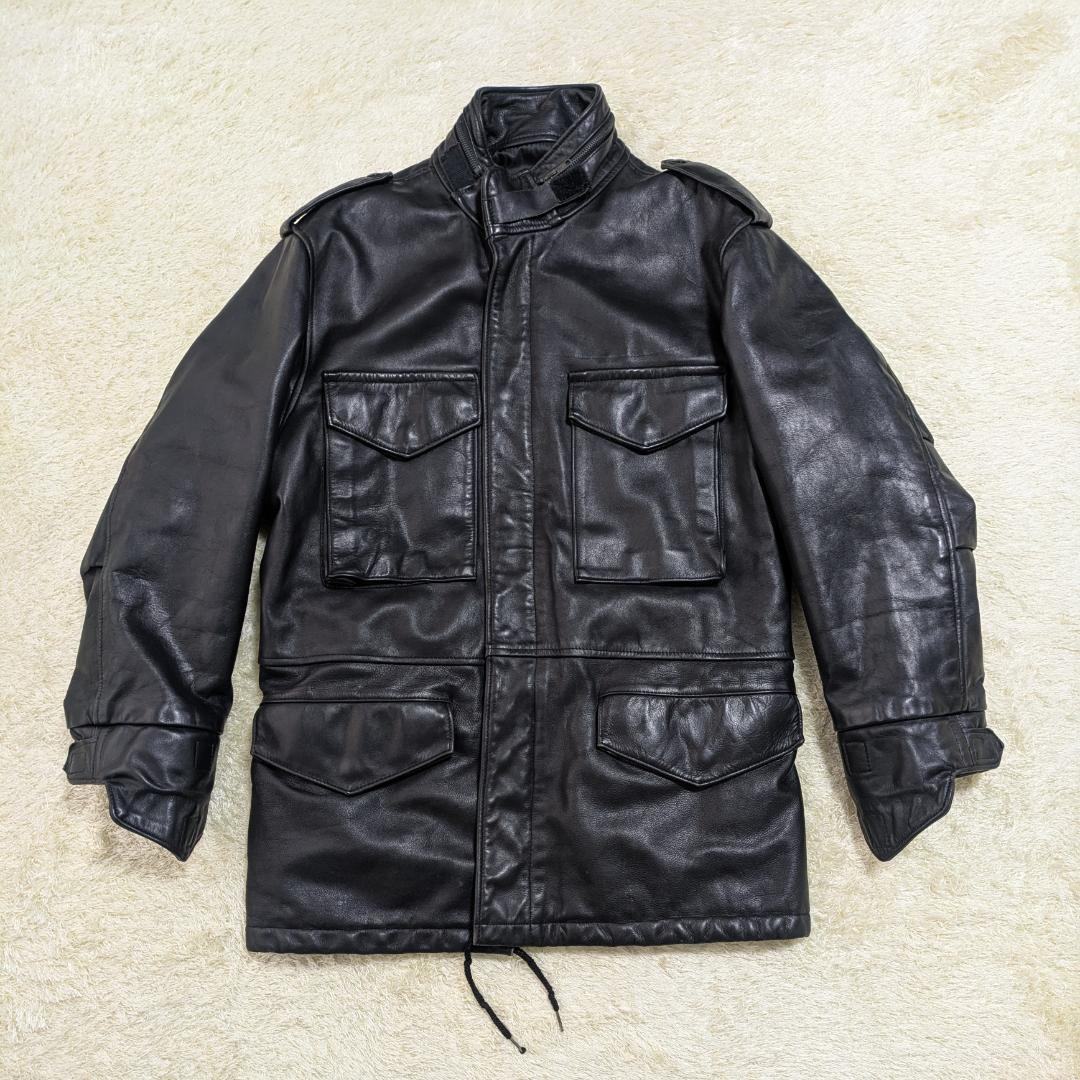 希少 42 Schott レザー M-65 フィールドジャケット 黒 ミリタリー
