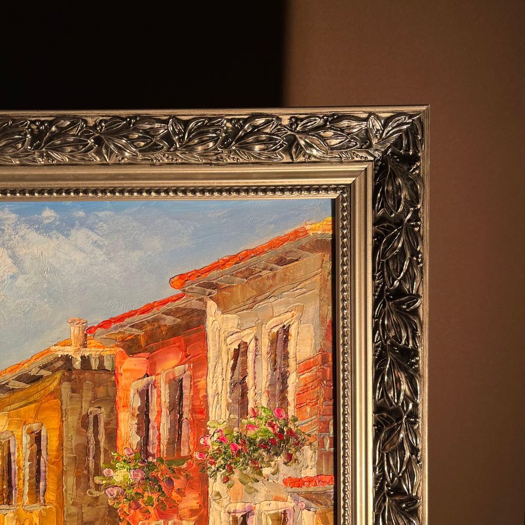 ☆特大秀作☆ 手書き油絵 ヴェネツィア 額付き 肉筆絵画 インテリア 油彩画