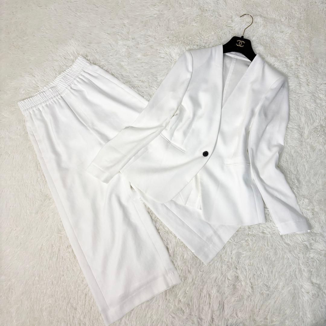 anzuBEIGE セットアップ ノーカラー ワイドパンツ サイズ違い