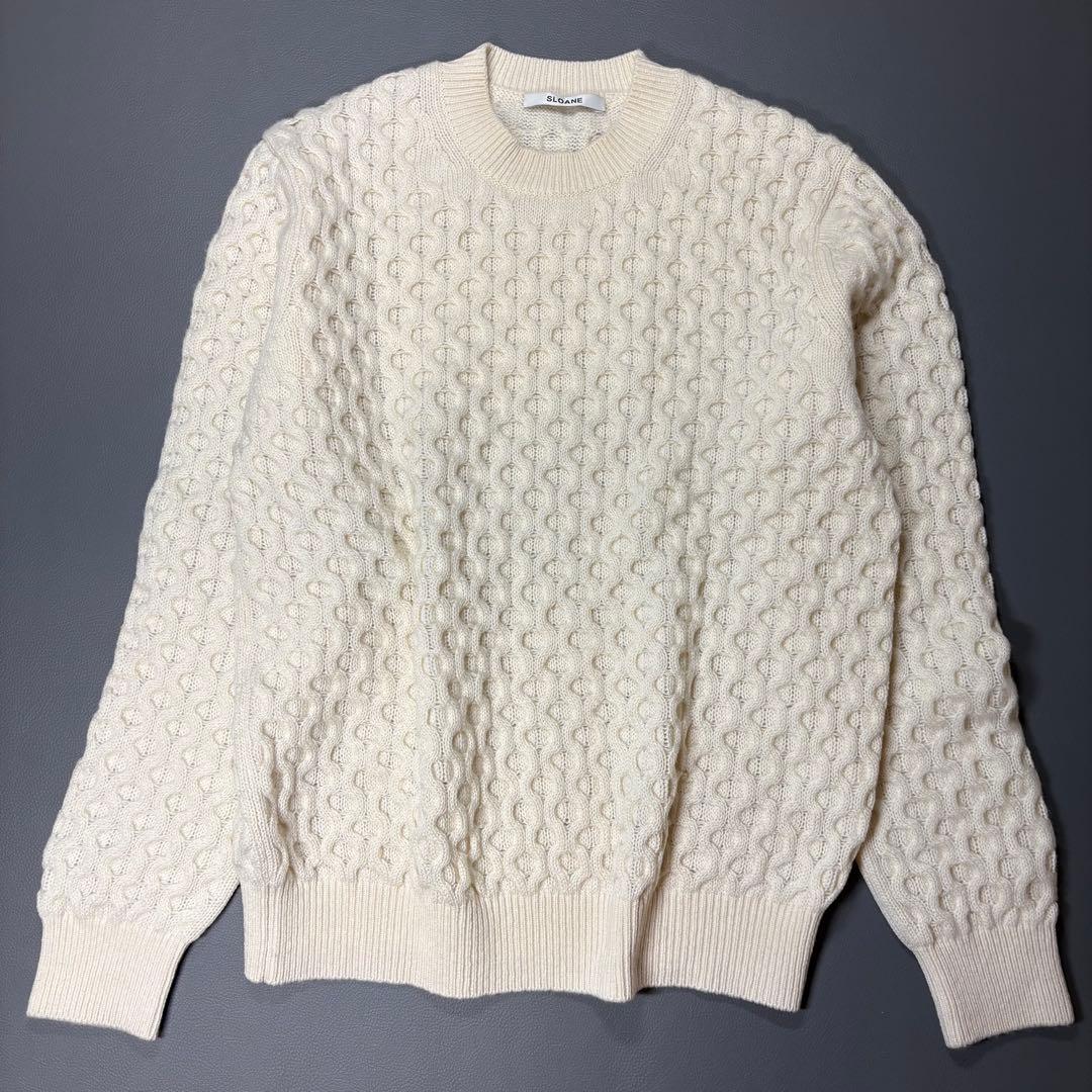 SLOANE カシミヤ ハニカム ケーブル クルーネック ニット セーター